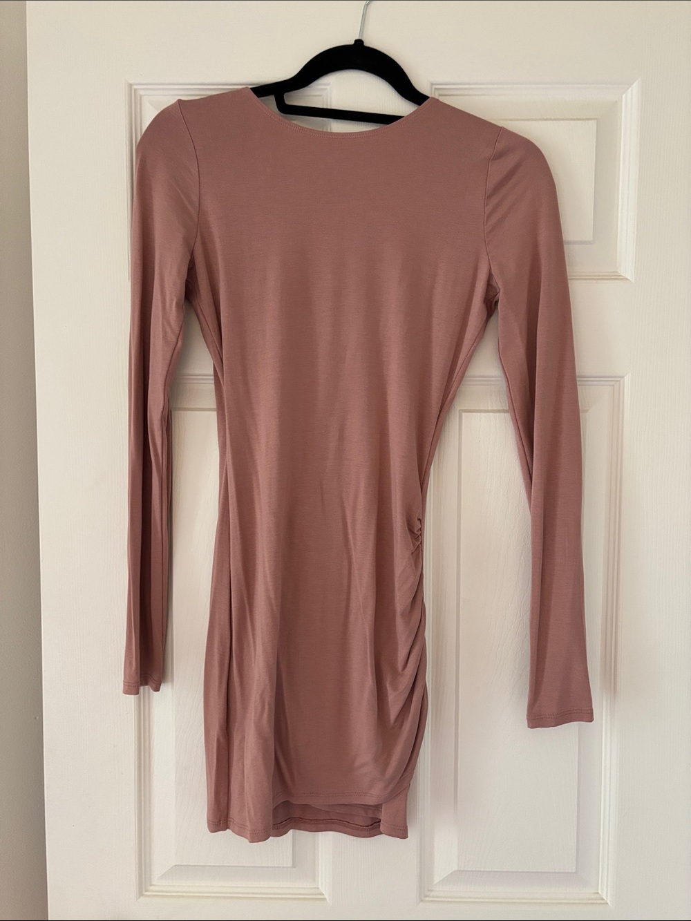 Forever 21 Mauve Long-Sleeve Ruched Bodycon Dress